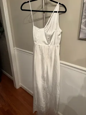 Lulu's Ivory One-Shoulder Gown with High Side Slit thumbnail 5