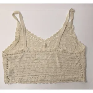 No Boundaries Sweater‎ Tank Top Cropped Women Size XL Cream Boho Indie Peasant thumbnail 9