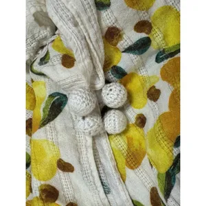 Farm Rio Pear Crochet Pom Pom Beach Cover Up Kaftan Summer Oversized Size S thumbnail 10
