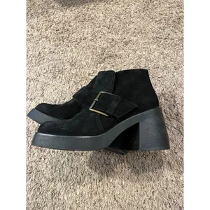 Vagabond Brooke Black‎ Suede Chunky Platform Ankle Boots Square Toe Buckle 7 thumbnail 4