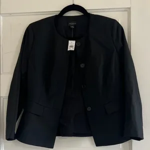 Ann Taylor Black Blazer Modern Minimalist Suit Jacket thumbnail 1