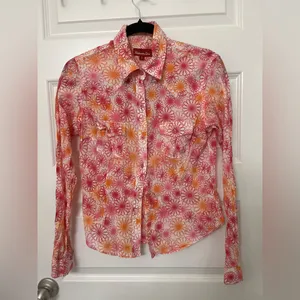 Panhandle Slim Pink and Orange Floral Button Down Shirt Size S thumbnail 8