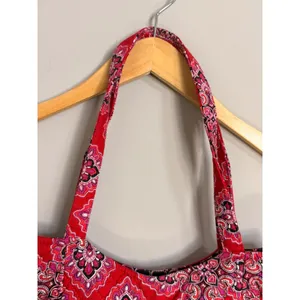 Vera Bradley Tote Bag Womens‎ Red Pink Provencal Quilted Cotton Excellent Large thumbnail 4