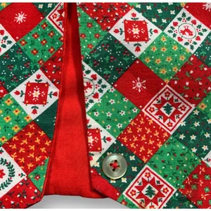 Vintage Christmas Patchwork Vest Handmade Red Green Quilt Holiday Cottagecore thumbnail 7