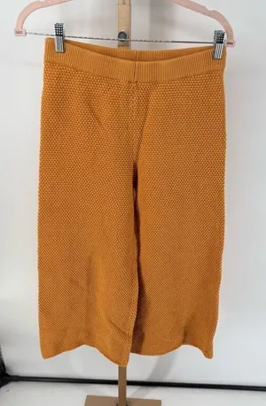 Free People Beach Waffle Knit Lounge Pants Boho Sweater Knit Crop Pants S thumbnail 1