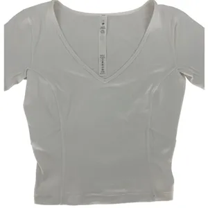Lululemon Nulu Cropped Slim Yoga Short Sleeve Top White Size 2‎ thumbnail 4