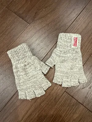Newberry Knitting Wool Blend Fingerless Gloves - Oatmeal - C54-131 thumbnail 2