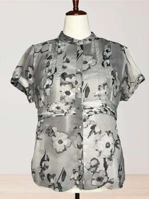 Apt. 9 Sheer Black and Gray Lightweight Top thumbnail 1