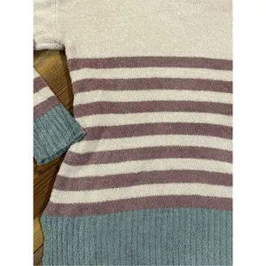 Easel Los Angeles cream, dark pink & teal‎ striped soft sweater size large thumbnail 8
