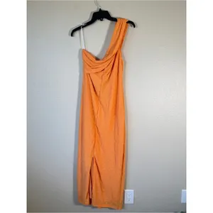 Lulus Orange Off Shoulder Maxi Dress Womens XL Summer Bodycon Minimalist Sleek thumbnail 5