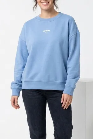 WILO The Label Blue Oversized Crewneck‎ Sweatshirt Pullover Size Medium thumbnail 1