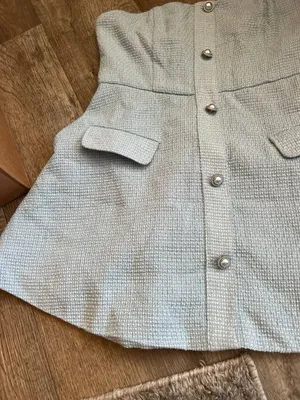 MORE TO COME Anwen Mini Dress in Baby Blue Large New Womens Tweed Aline thumbnail 8
