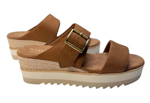 TOMS Diana Mule Buckle Platform Sandals Brown Sugar - Size 8.5 with Box thumbnail 1