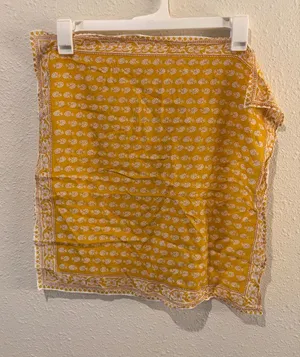 Madewell Yellow Floral Print Scarf with White Border thumbnail 1