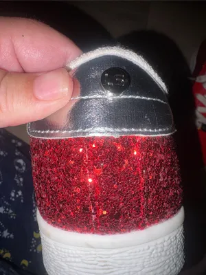 Women’s Red Glitter Star Low-Top Sneakers with White Star Accent lucky step thumbnail 8