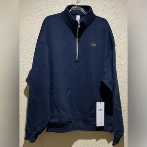 ALO Yoga NWT Accolade 1/4 Zip Pullover Navy Blue Size M oversized thumbnail 6