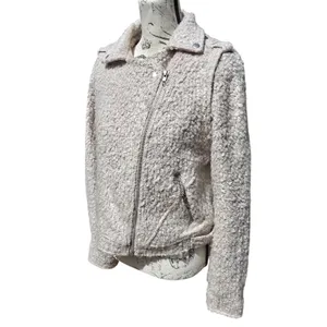 Anthropologie Elevenses Boucle Moto Jacket Textured‎ Ivory Cream Size Medium thumbnail 5