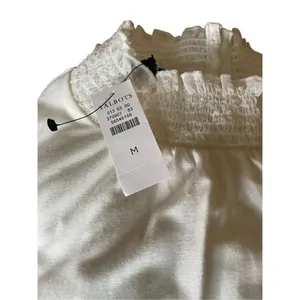 NWT Talbots Long Sleeve Metallic Sleeves Mock Neck Blouse Cream M thumbnail 12