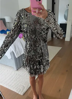 Nasty Gal black long sleeve sequin mini dress thumbnail 1