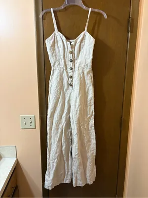 Reformation Torta Linen Jumpsuit in Sand Beige thumbnail 4