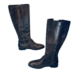 Cole‎ Haan Nike Air Riding Boots Women's 7.5B Brown Leather Equestrian Chic thumbnail 2