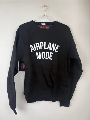 Departure Airplane Mode Crewneck Sweatshirt in Black & White Size Small NWT thumbnail 3