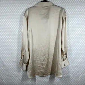 Abercrombie & Fitch Cream Satin Oversized‎ Button Down Top thumbnail 5