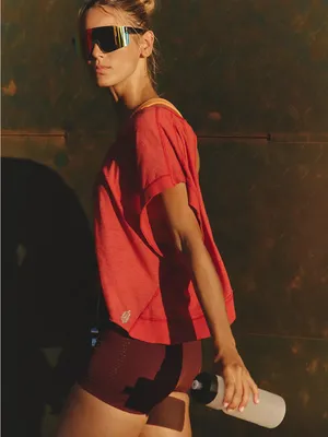 Free People Movement My Time Tee Cranberry Medium New Without Tags CURRENT thumbnail 3