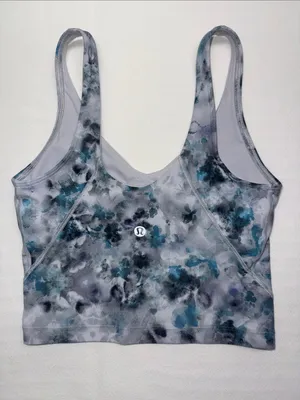 lululemon athletica Align Crop Top Teal, Blue & Gray Floral thumbnail 3