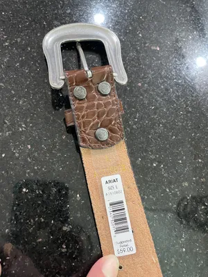 Western Ariat Womens Croc Print Studs Crystals Brown Leather Belt Style A1510602 thumbnail 5