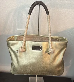 Kate Spade Boat Tie Gold Metallic Tote thumbnail 1