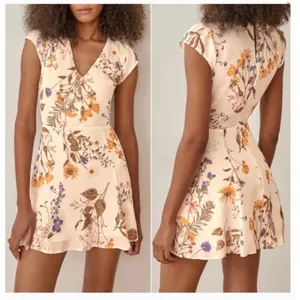 Reformation Deven Floral Print Ruffle Sleeve Mini Dress Feminine Coquette Chic thumbnail 15