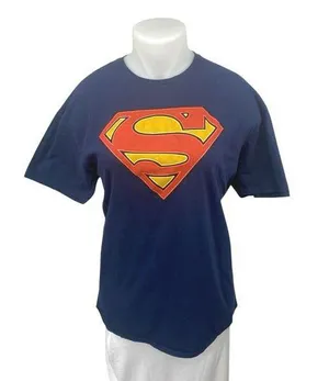 DC Comics Superman Blue Glow In The Dark Logo Graphic Tee T-Shirt Top Size 2XL thumbnail 1