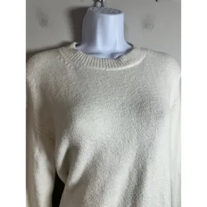 Banana Republic Off White Textured Cotton Blend Pullover‎ Sweater Size S thumbnail 4