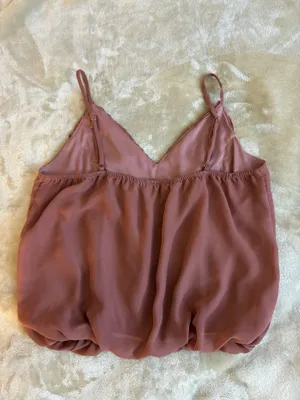 Willow Root Cami Top Dusty Rose Adjustable Straps with Crochet Lace Overlay Size XS thumbnail 2