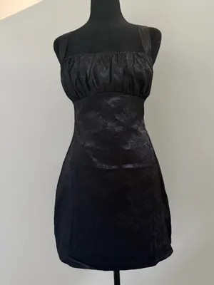 Lulus Exquisite Outlook Black Floral Jacquard Satin Lace-Up Mini Dress thumbnail 3