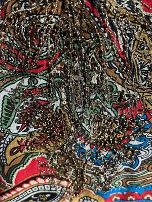 Vtg Y2K Chico’s Paisley Beaded Embellished Silk Blouse V-Neck Long Sleeve Red 1 thumbnail 8