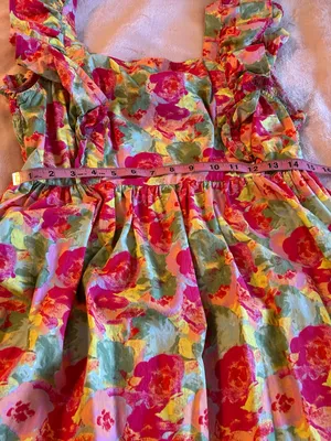 Peyton & Parker pink floral tiered maxi dress tie back design open back ruffle L thumbnail 9