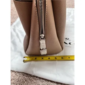 Coach Pebbled Lora Carryall Leather Shoulder Satchel in Taupe thumbnail 13