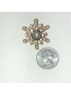 Vintage Gold Tone Snowflake Faux Pearl Brooch thumbnail 3