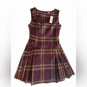 Commense Plaid Mini Dress in Burgundy multicolor thumbnail 4