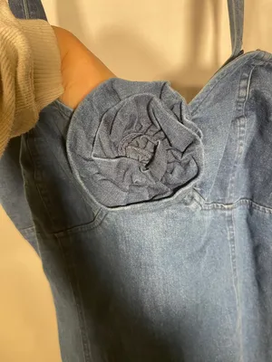 Anthropologie Porridge Womens Denim Mini Dress Rosette Xl New With Tags thumbnail 3