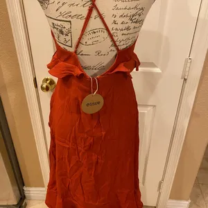 NWT Rust ESSUE Dress L w/ crossover back & lining thumbnail 5