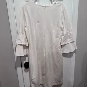 J. McLaughlin Cream Long Sleeve Dress with Ruffle Detail thumbnail 6