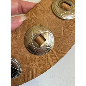 Vintage Embossed Faux Leather Wide Concho Belt Western Boho 28–32 Cowgirl Edgy thumbnail 5
