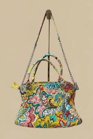 Vera Bradley Yellow Floral Quilted Satchel Shoulder Bag thumbnail 1