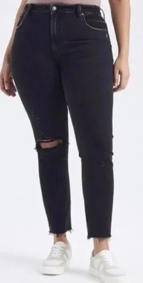 Abercrombie & Fitch Curve Love The Mom High Rise Skinny Jean Black Destroy 26 2R thumbnail 1
