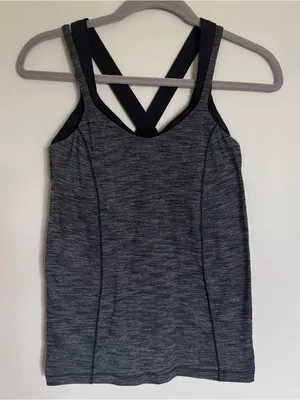 Lululemon Run For The Gold Tank Top Black Heathered Gray Bra Women’s Size 6 thumbnail 4
