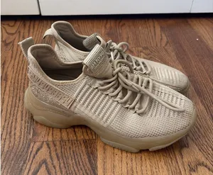 Steve Madden Women's Maxima Tan Glitter Embellished Sneaker Shoes Size 9.5 thumbnail 1