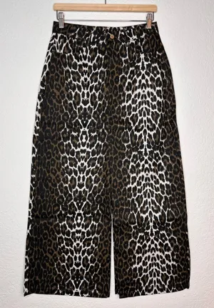 Commense Leopard Denim Split Maxi Skirt M NWT Size M thumbnail 1